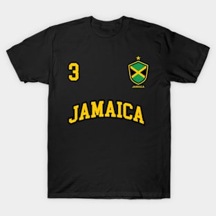 Jamaica Number 3 Soccer Team Sports Jamaican Flag T-Shirt